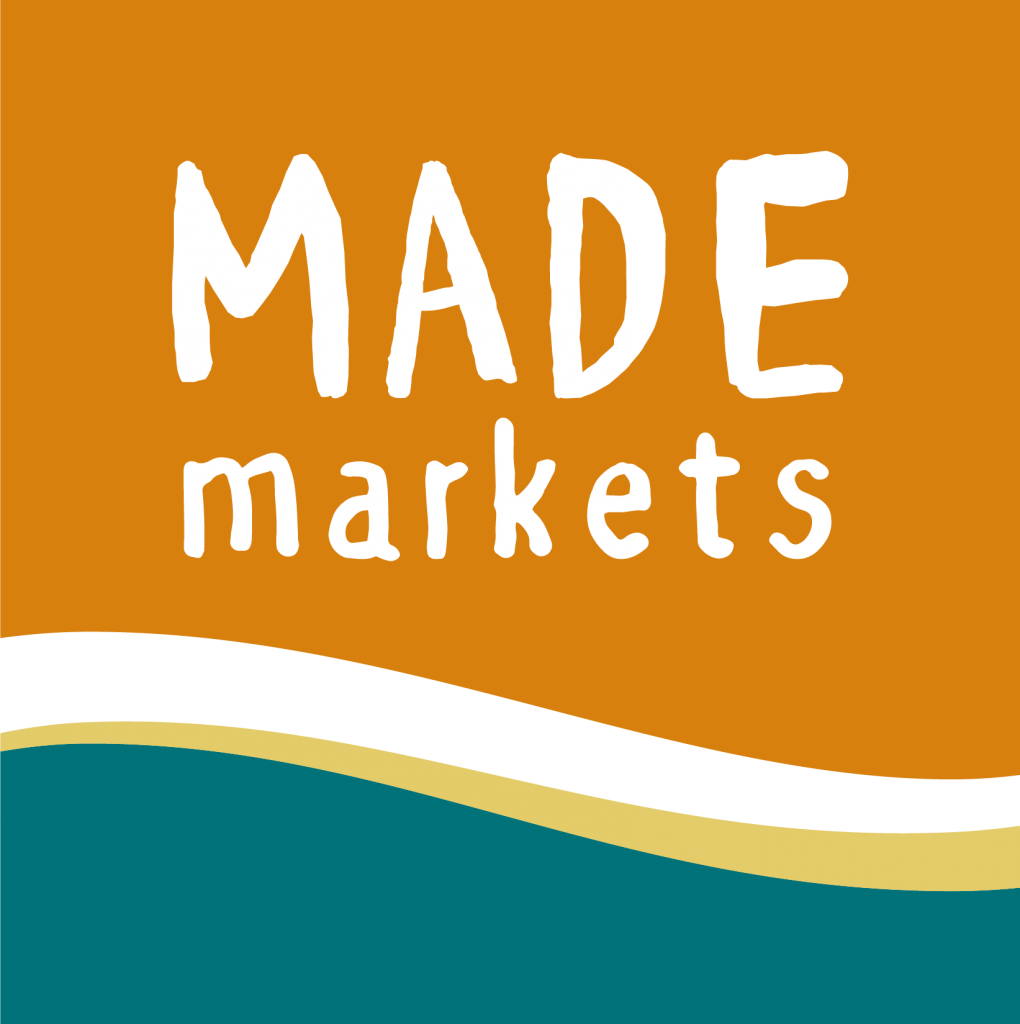 Logo for MADE markets in orange and turquoise