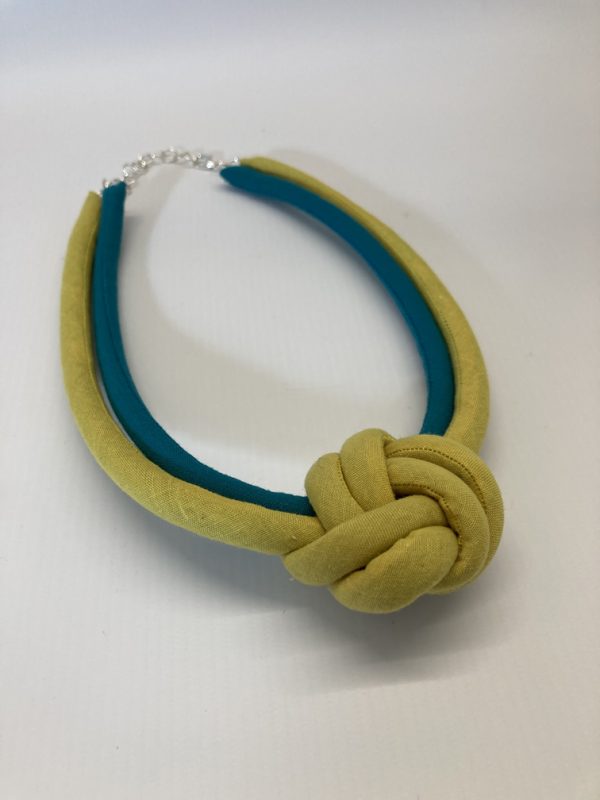 Fabric Necklace - Citron/Turquoise - Julia Maguire