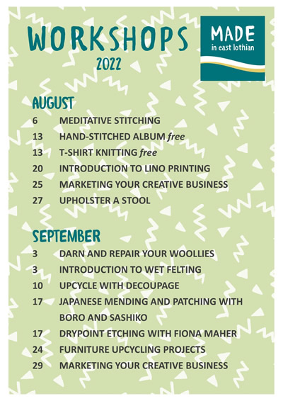 List of workshops - August to September 2022